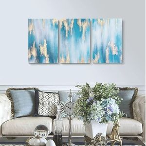 Gorgeous Blue / Gold Wall Canvas Set NWT